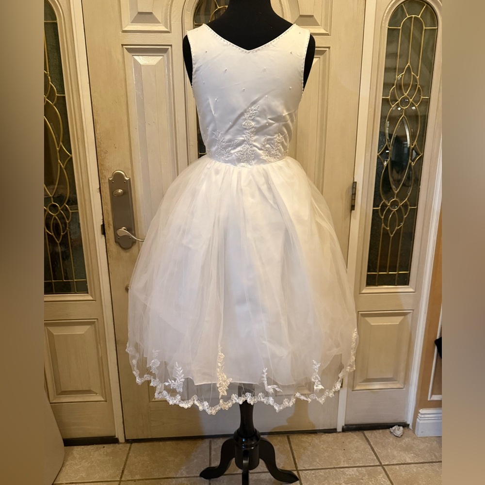 Sweetie Pie 636 Flower Girl Communion Ball Gown Dress white Embroidered Tulle